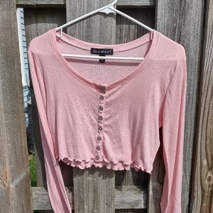 Pink long sleeve size medium crop top